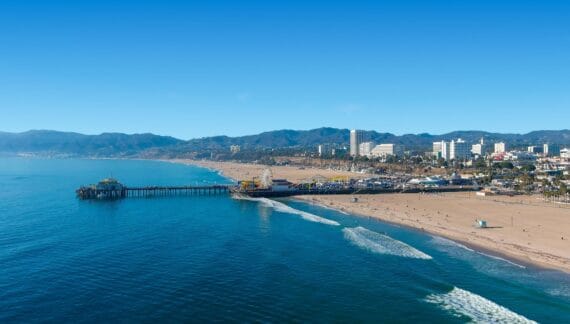 Santa Monica Pier, looking north towards Pacific Palisades